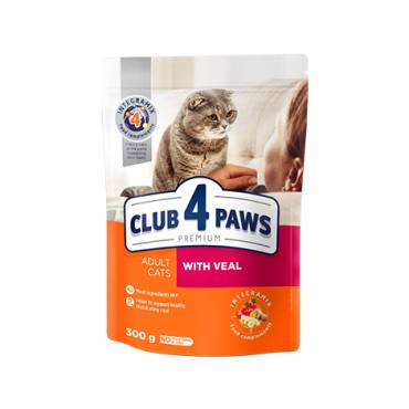 CLUB 4 PAWS Премиум "С Телятиной". Полнорационный сухой корм для взрослых кошек