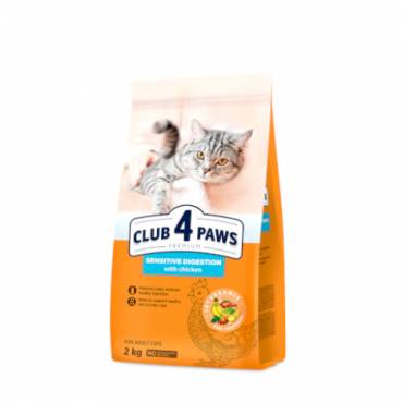 CLUB 4 PAWS Премиум "Чувствительное пищеварение". Полнорационный сухой корм для взрослых кошек